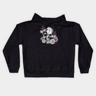 Tribe skull art design with roses Kids Hoodie